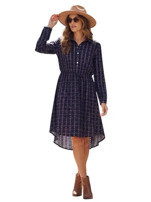 Abercrombie & Fitch Navy Floral Boho Shirt Dress Drawstring Waist Women’s Small thumbnail 3