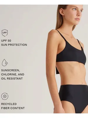 NWT Quince Italian Scoop Neck Bikini Top in Black - Size: Extra Small thumbnail 7