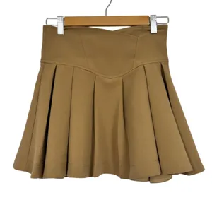 Boho Studio Tan Pleated Mini Skirt Womens S Skort School Girl Preppy Academia thumbnail 2