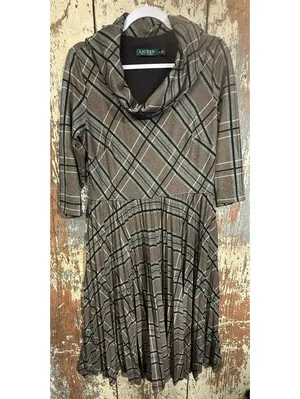Lauren Ralph Lauren Plaid Cowl Neck Dress, size 14 thumbnail 2