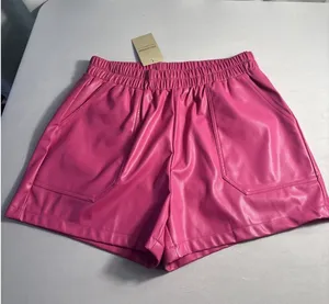 NWT ee:some Faux‎ Leather High Waisted Shorts Hot Pink Elastic Waist Size Large thumbnail 1