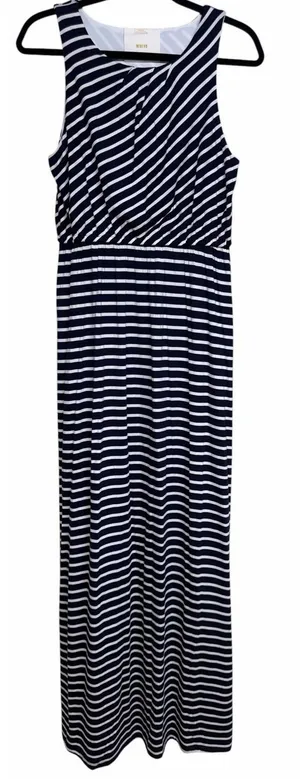 Maeve Blue &‎ White Striped Maxi Dress Women's Size Large thumbnail 1