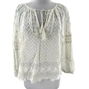 ULLA JOHNSON Cara Eyelet Blouse blanc Sz 4‎ thumbnail 6