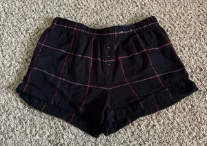 Stars Above Women's Black Red windowpane flannel pajama shorts Size Medium thumbnail 1