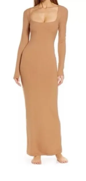 NWT SKIMS Soft Lounge Scoop Neck Maxi Dress - Camel thumbnail 1