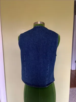ASOS Denim Tie-Front Vest in Dark Blue thumbnail 3