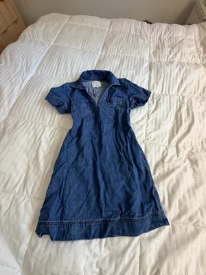 Habitual dark blue denim short sleeve collared mini dress Size XS thumbnail 3