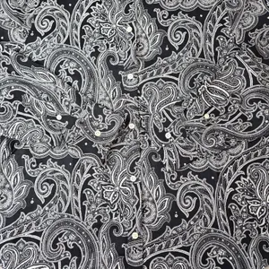 Lauren Ralph Lauren Womens Medium Black White Paisley Non-Iron Button Down Shirt thumbnail 5