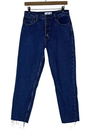 Abercrombie & Fitch Curve Love The Mom High Rise Denim Jeans Raw Hem Size 28/6 thumbnail 1
