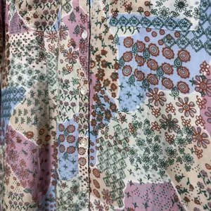 Roller Rabbit Women Cotton Silk Shirt Dress S‎ Multi Patchwork Floral Artsy Boho thumbnail 8