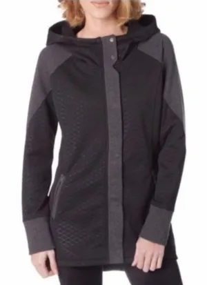 The North Face Recover Up Quilted Jacket Black Grey Longline Zip Up Womens XL thumbnail 1