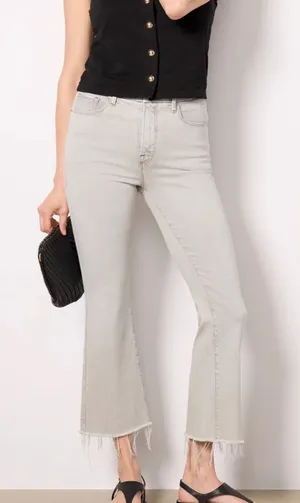 GOOD AMERICAN Good Legs Crop Mini Boot Jeans Amulet003 Grey Wash 6/28 Fray Hem thumbnail 1