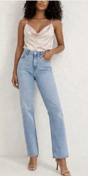 Abercrombie 90s Slim Straight Ultra High Rise Jeans 28W/6L Long Length thumbnail 1