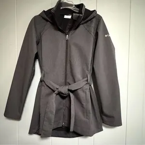 COLUMBIA Take to the Streets II Trench Coat Tie Waist Hood Gray Size Small thumbnail 1