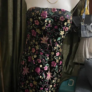 Lulus Make a Move Black Satin Floral Jacquard Strapless Midi Dress Size medium thumbnail 6