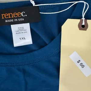 Renee C. Women's 1XL Blue Knot Sleeve Blouse Made in USA New Plus Size Top $66 thumbnail 4