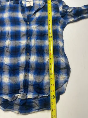 American Eagle Outfitters Plaid Flannel Boyfriend Shirt Blue Black Women/Jr Sz S thumbnail 5