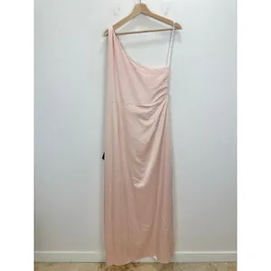 Lulus Dreaming Elegance Blush Pink Satin One Shoulder Maxi Dress Formal 1X NWT thumbnail 10