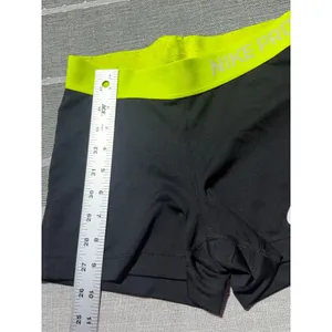 Nike Pro Women Small Black Neon Yellow 3 Inch Inseam Compression Shorts Athletic thumbnail 2