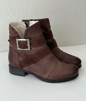 Miz Mooz Sabel Leather wool lined Ankle Boots Espresso 37 US7 thumbnail 1
