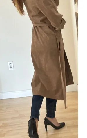 Vintage 70s Faux Suede Button Front Belted Jacket/Dress Sz S/M thumbnail 7