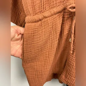 Jacks Surfboards Orange Brown‎ Cotton Gauze Short Sleeve Romper thumbnail 7