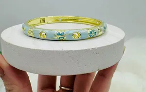 Blue Butterfly & Floral Theme Enamel Hollow Out Cloisonne Bangle thumbnail 5