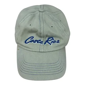 Vintage Costa Rica Pura Vida Embroidered Tan/Blue Hat thumbnail 5