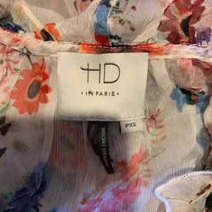HD In Paris Anthropologie Womens Size Petite XS Multicolor Floral Sheer Silk Top thumbnail 4