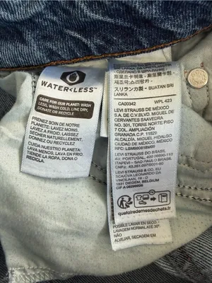 Levi's light blue denim jeans with tan leather patch thumbnail 5