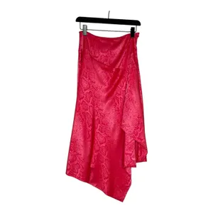 New ASOS Design Women's 6 Small Pink Asymmetrical Hem Midi A Line Skirt Snake‎ thumbnail 2