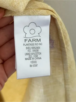 Farm Rio 100% Linen Jungle Tucanos Button Midi Yellow Embroidered Dress Sz XS thumbnail 17