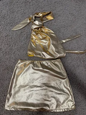 Gold Skirt Set Shein thumbnail 1