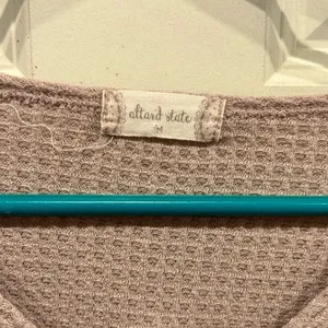 Altar'd State Womens Medium Mauve Waffle Knit Button Front Tie‎ Hem Top Boho thumbnail 4