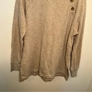 J. Crew Factory Women's Size Small Wide Button-Collar Tunic Sweatshirt Oatmeal thumbnail 6