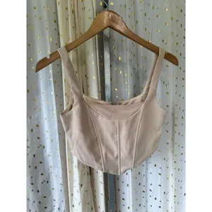 Tiger Mist Mesh Square Neckline Back Zip Nude Boning Bodice V Hem Corset Top XS thumbnail 3