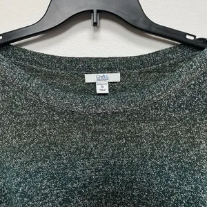 Croft & Barrow Knit Blouse Women 2X Green 3/4 Sleeve Preppy Casual Galaxy Stripe thumbnail 2