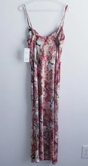 Tsher Floral Spaghetti Strap Slit Maxi Dress New thumbnail 6
