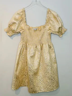 Hill House Athena Nap Gold Brocade Babydoll Mini Dress thumbnail 4