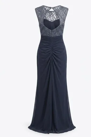 B&A Navy Lace Bodice Maxi Dress with Keyhole Detail thumbnail 3