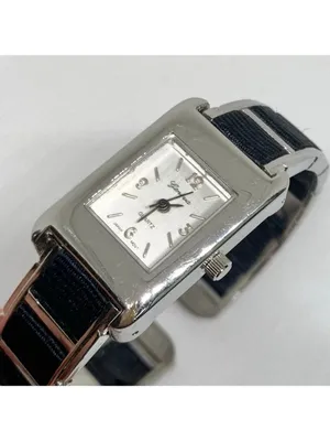 Geneva silver black tone women’s watch 20mm quartz cuff bracelet size 7” running thumbnail 2