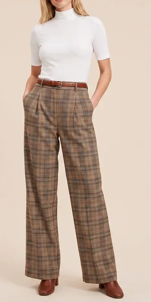 OLD NAVY Plaid Taylor Wide Leg Trousers thumbnail 1