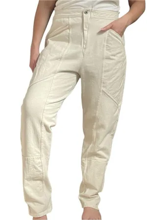 Zara Cream Moto Utility Pants L thumbnail 1