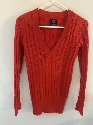 American Eagle Outfitters Womens Large Cable Knit VNeck Sweater Wool Y2K Vintage thumbnail 1