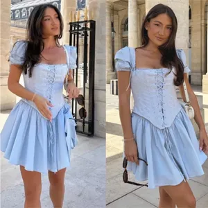 House of CB 'Maribel' Soft Blue‎ Broderie Mini Dress NWOT thumbnail 4