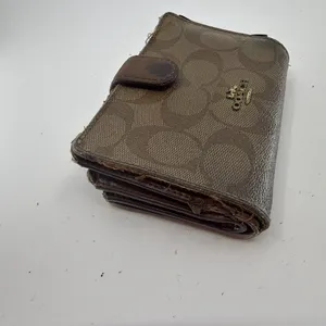 Coach Compact Brown Signature C Coated Canvas Wallet thumbnail 4