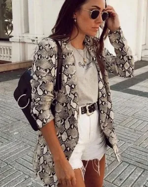 ZARA Snakeskin Blazer Print One-Button thumbnail 1