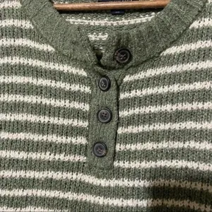 American Eagle Sweater Heney Striped Green and White Stripes XS thumbnail 4