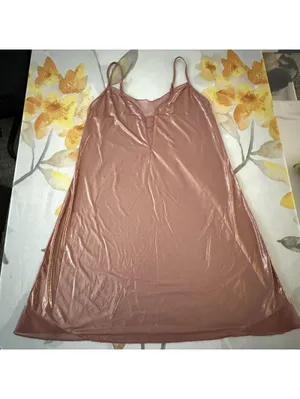 Victoria’s Secret Mauve Pink Rose Gold Shimmer Sz M Medium Nightie Slip Lingerie thumbnail 2