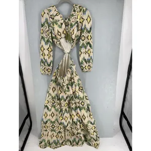 Allison New York Womens Everly Maxi Dress Green Ikat Cutout Small thumbnail 3